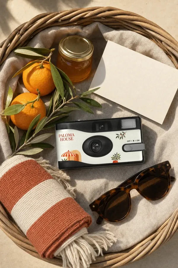 The Paloma House camera on a poolside table